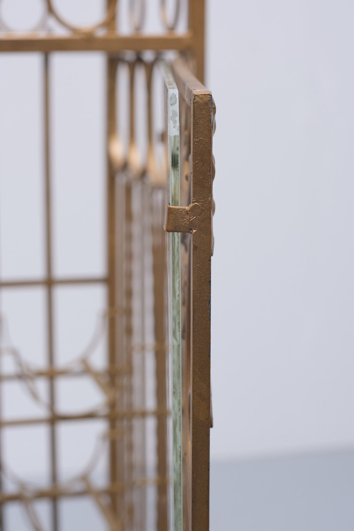 Gold metal wine rack or cocktail bar, 1950s, italy