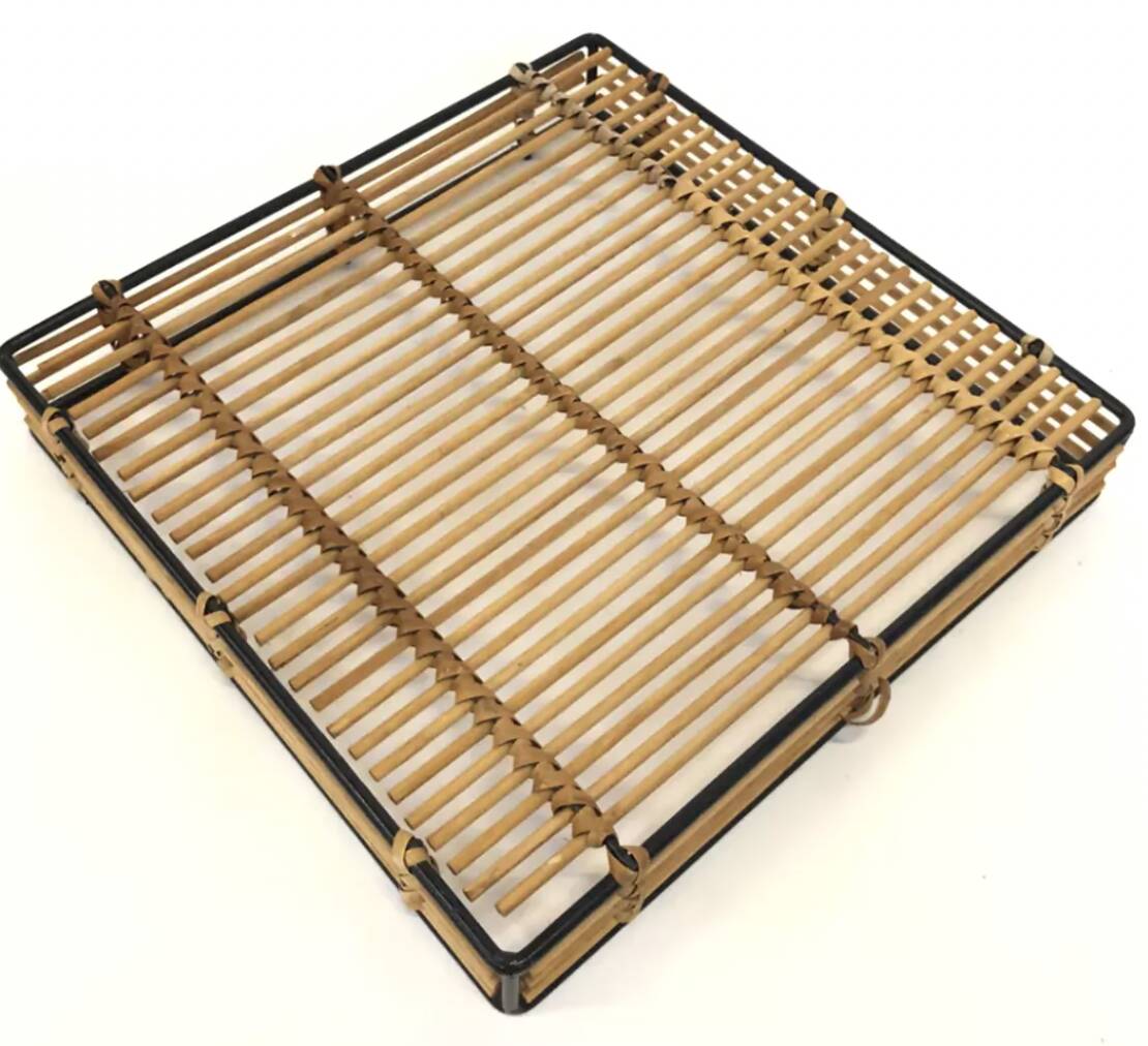 Mid Century Rohe Noordwolde rattan basket by Dirk van Sliedrecht 60's Design