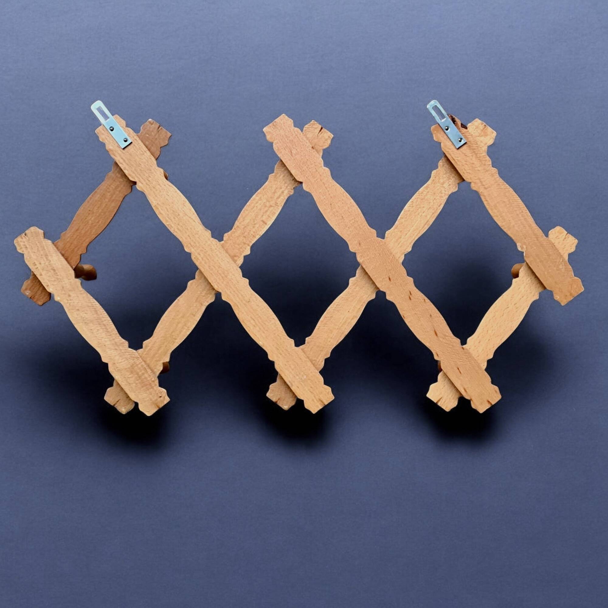 Vintage wooden accordion coat rack