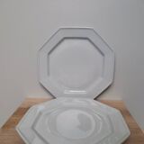 Set of 2 vintage octagonal plates, stylish Limoges porcelain, France