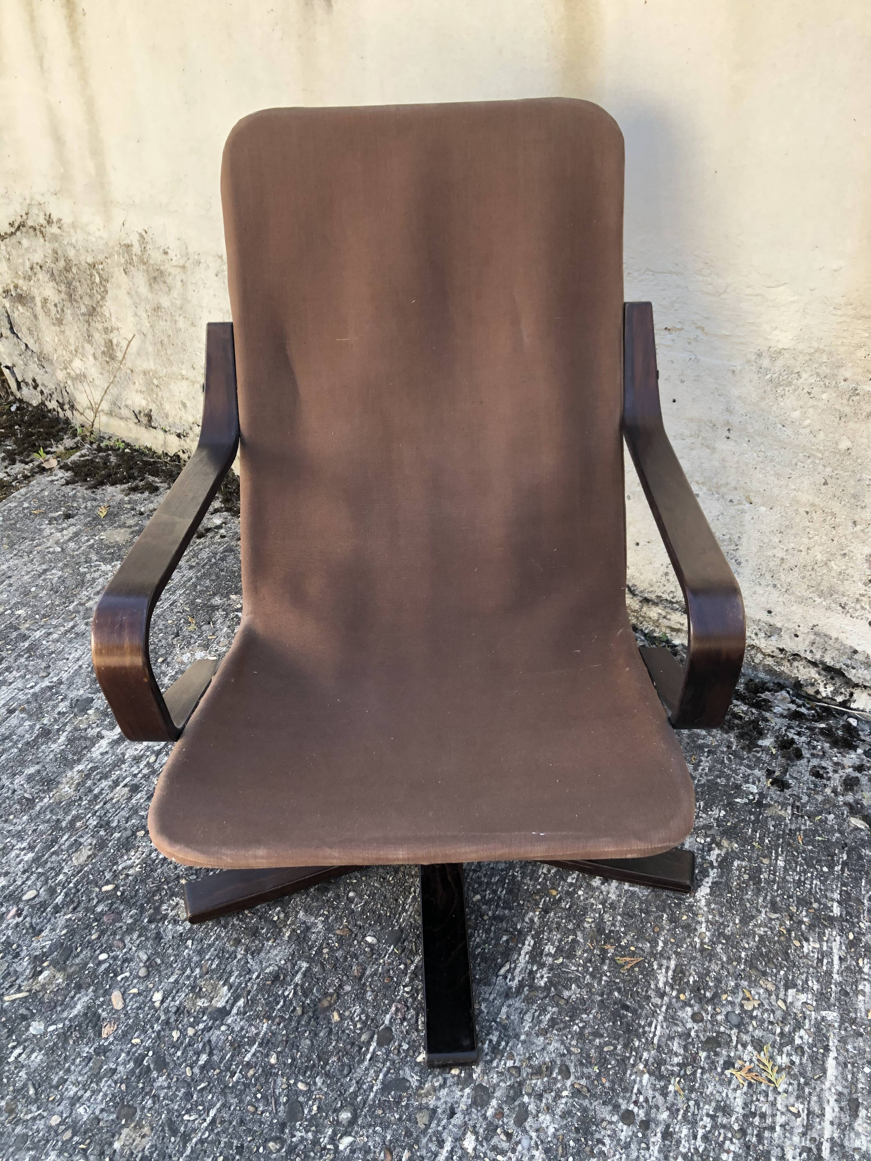 Vintage leather lounge armchair 60s