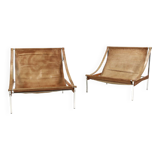 2 leather armchair-sofa Stig Poulsson Bekem. design 70s Denmark