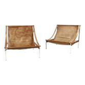 2 leather armchair-sofa Stig Poulsson Bekem. design 70s Denmark