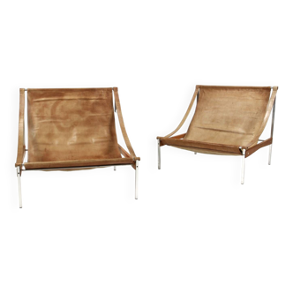 2 fauteuil-canapé cuir Stig Poulsson Bekem design années 70 Danemark