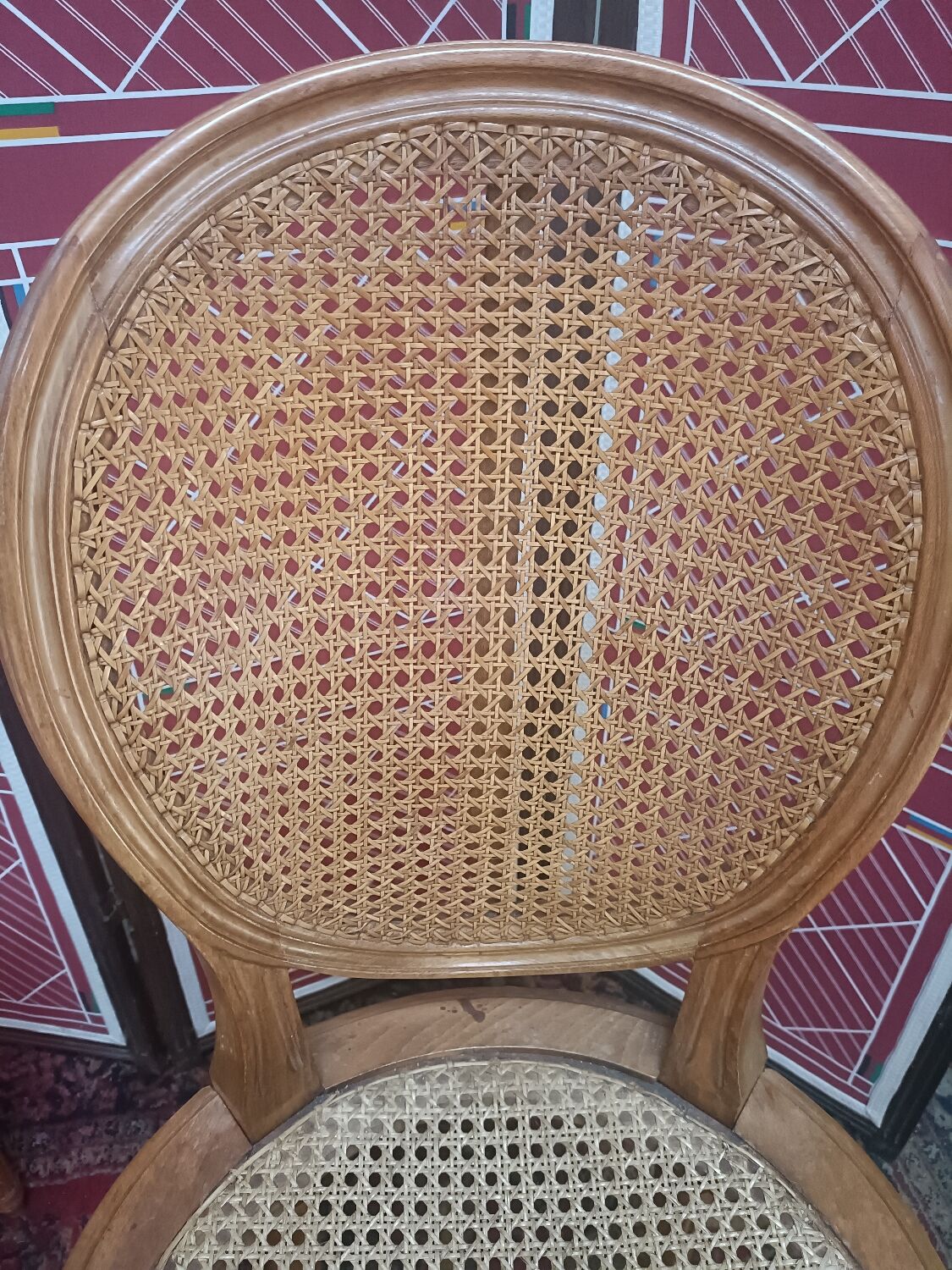 Louis XVI style medallion chairs, canned seat and back