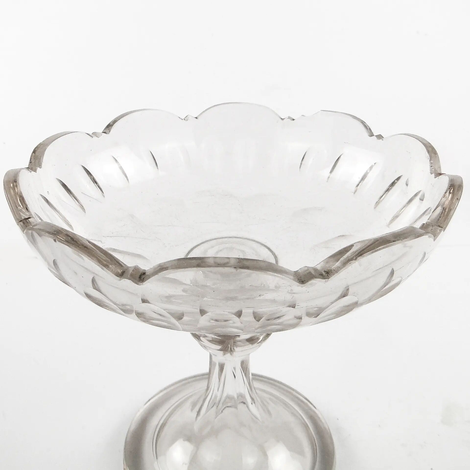 Biedermeier compote, transparent crystal, Czechia, 19th century
