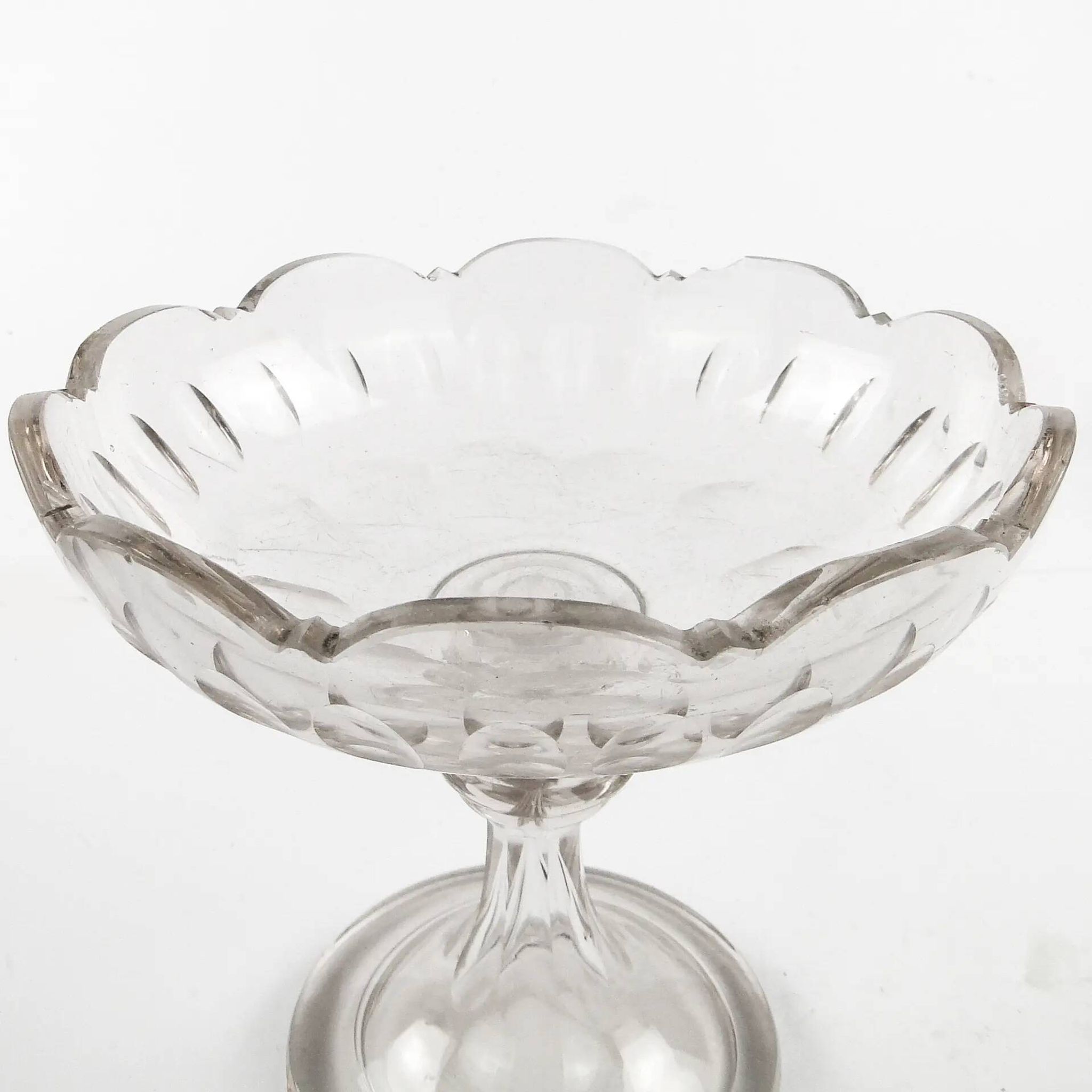 Biedermeier compote, transparent crystal, Czechia, 19th century