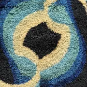 Vintage blue Space Age carpet from the 1970s in long pile wool.