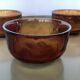 4 Vintage Lever Textured Amber Glass Bowls