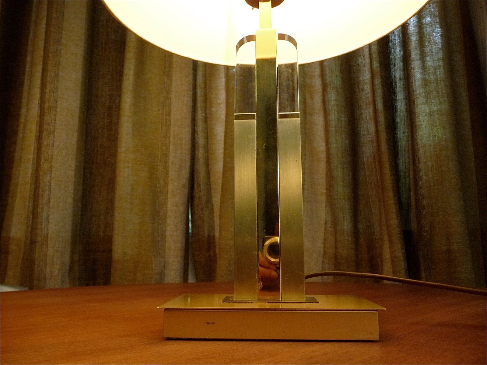 Modernist brass-plated and acrylic glass table lamp, France 1970s