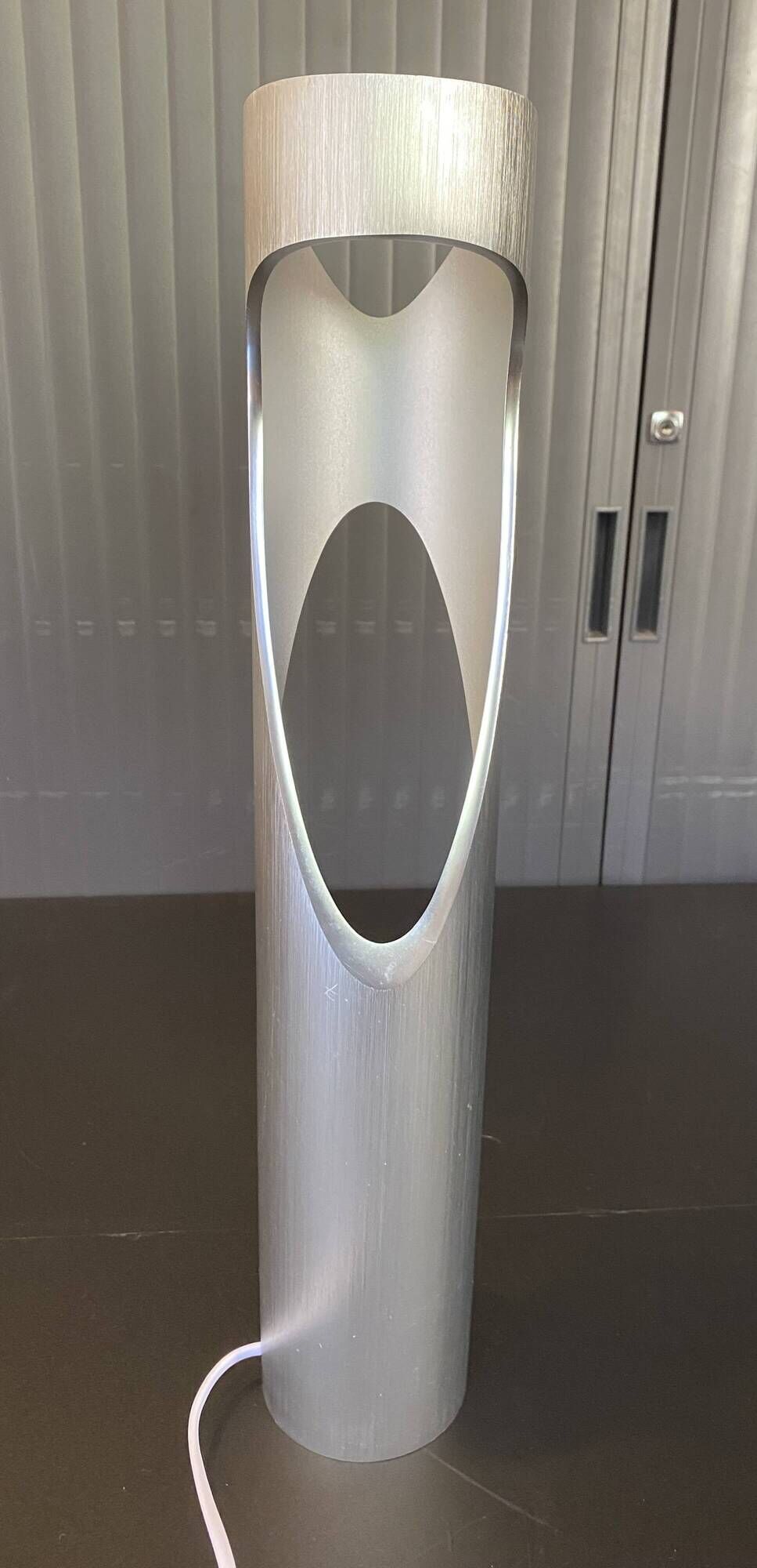 Sculptural flame lamp brushed aluminium Space Age Vintage 1970