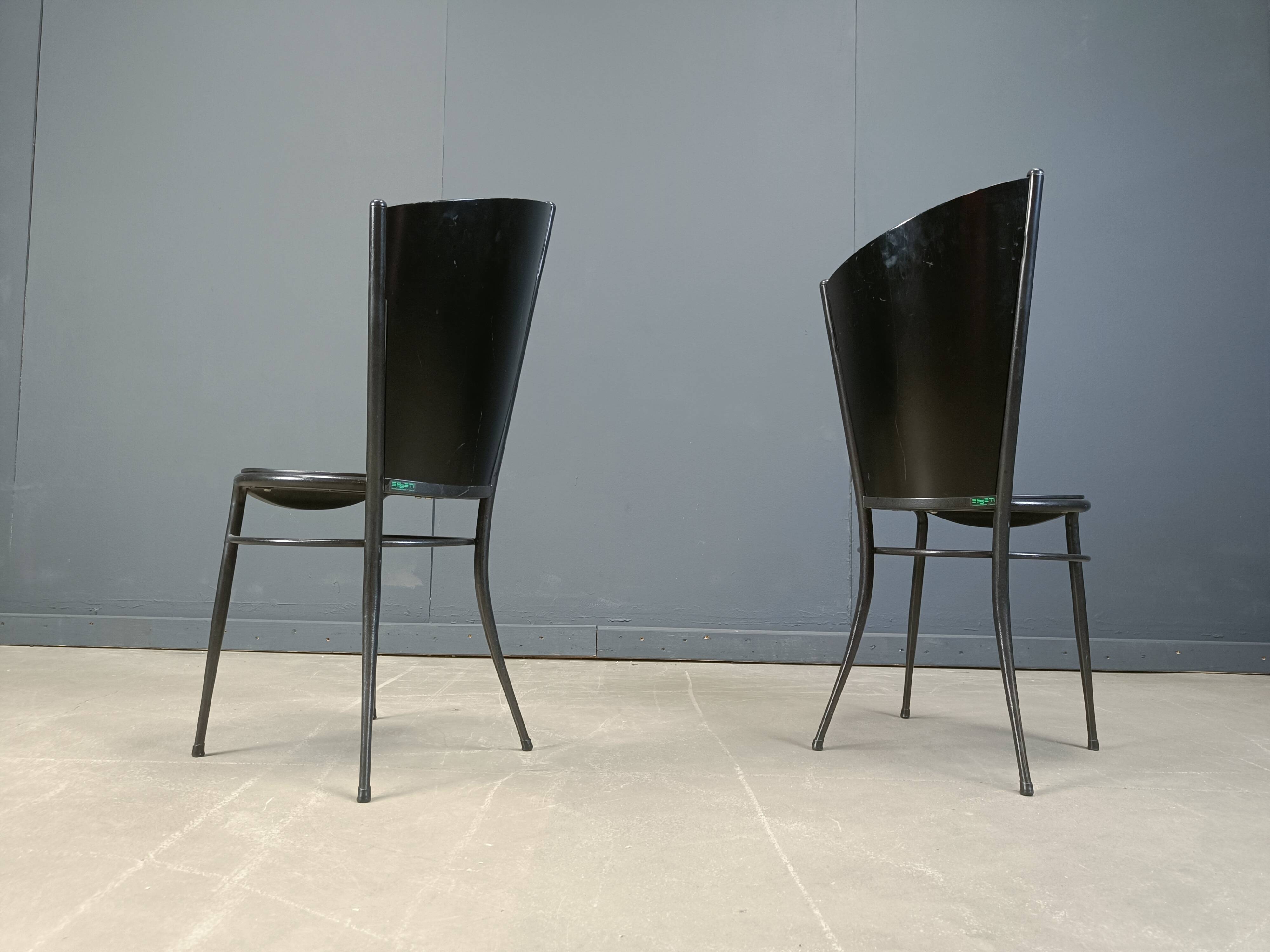 Post modern wooden dining chairs, 1980s - set of 10