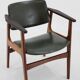 1960s arne vodder desk armchair model "lene" in leather , denmark