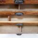 Industrial workshop furniture in pine with 10 drawers, circa 1940.
