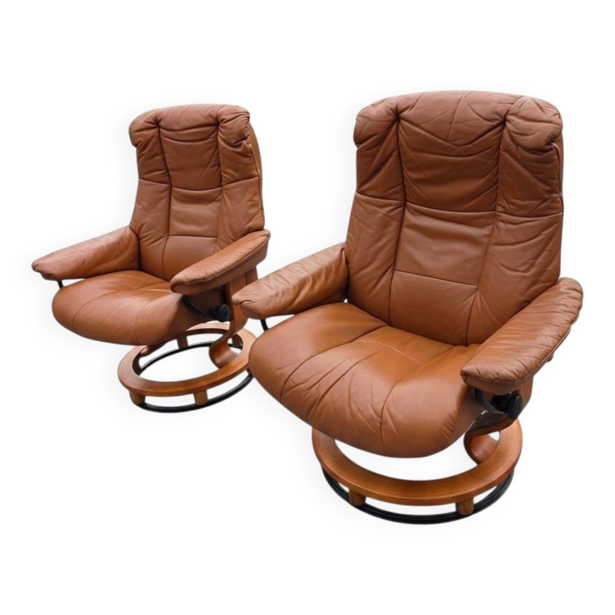 Paire de fauteuils en cuir Ekornes Stressless, années 80