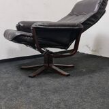 Vintage leather reclining swivel chair