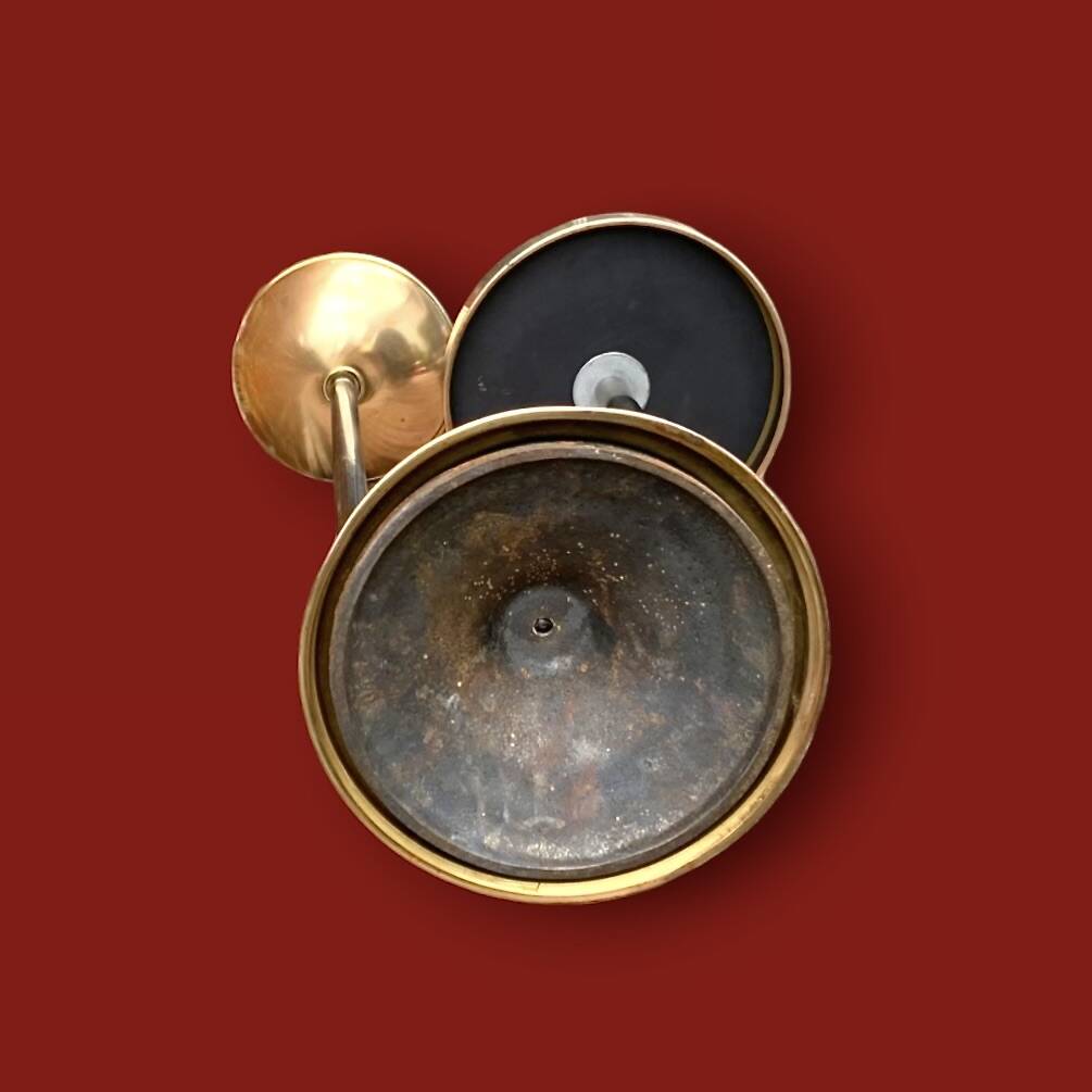 Antique brass and black steel ashtray - 1950s