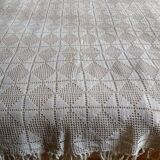 White cotton bed cover, Old crochet bed throw, white cotton bed cover