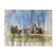 Old watercolor painting "The Castle" with trees