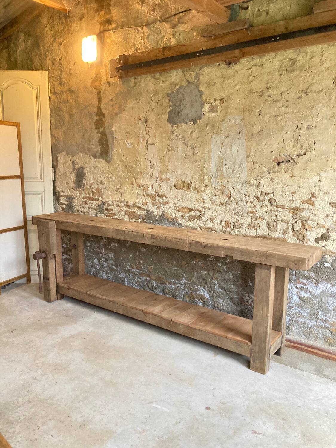 XXL solid oak console workbench