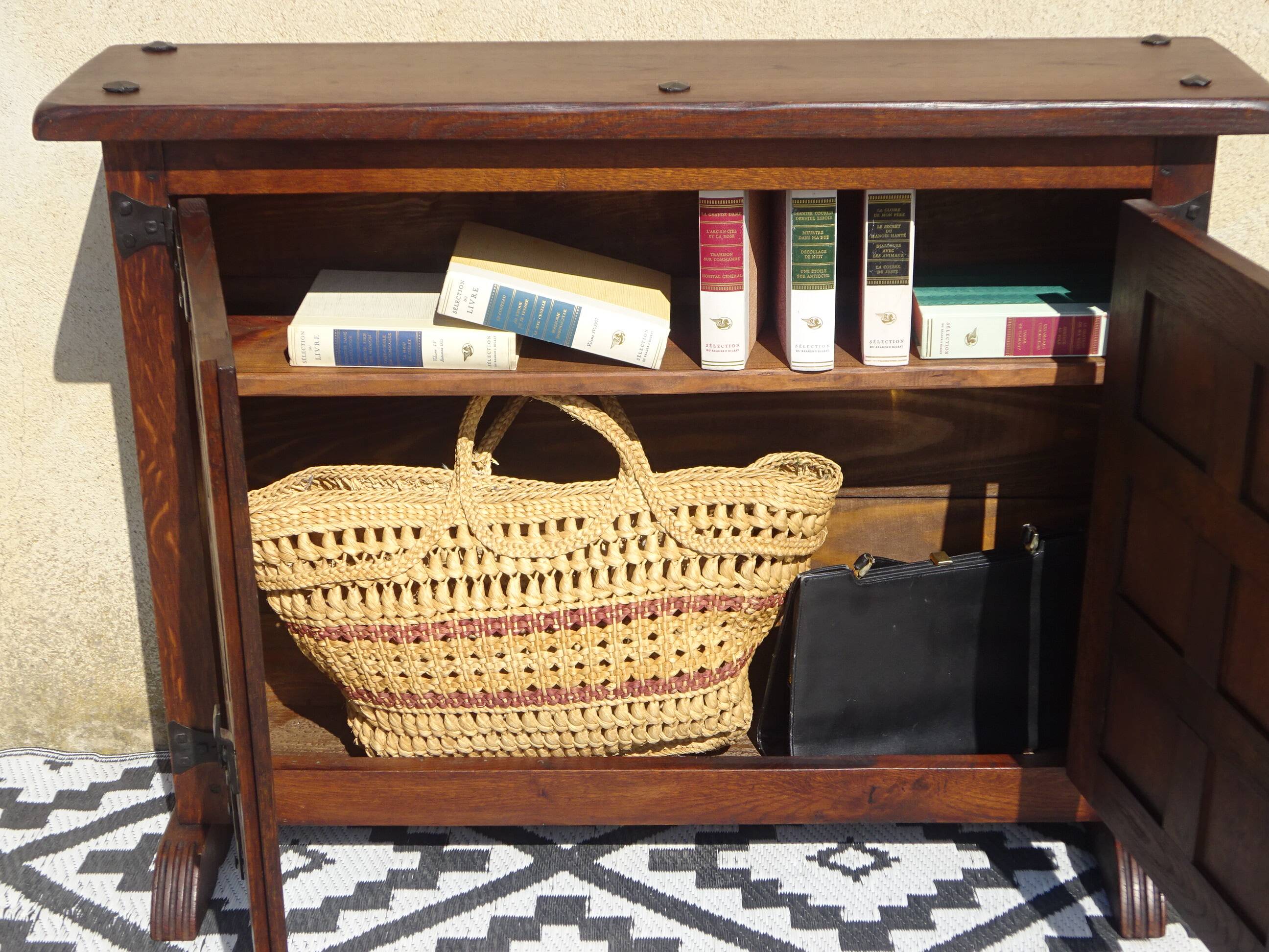 Shallow solid oak sideboard