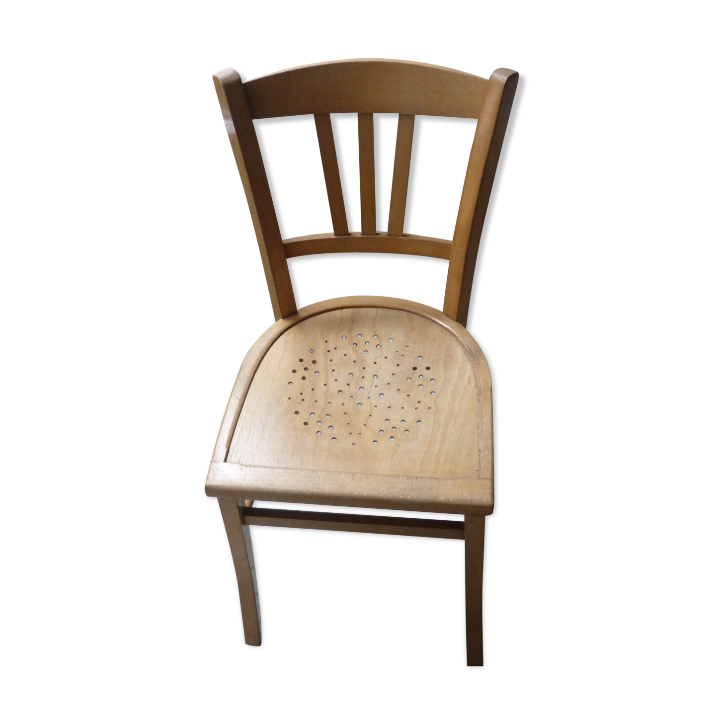 Chaise de bistrot bois vintage Luterma assise percée