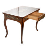 Writing table in ivory and precious wood marquetry