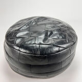 Vintage leather patchwork pouf, 1970