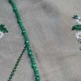 Hand embroidered linen tablecloth