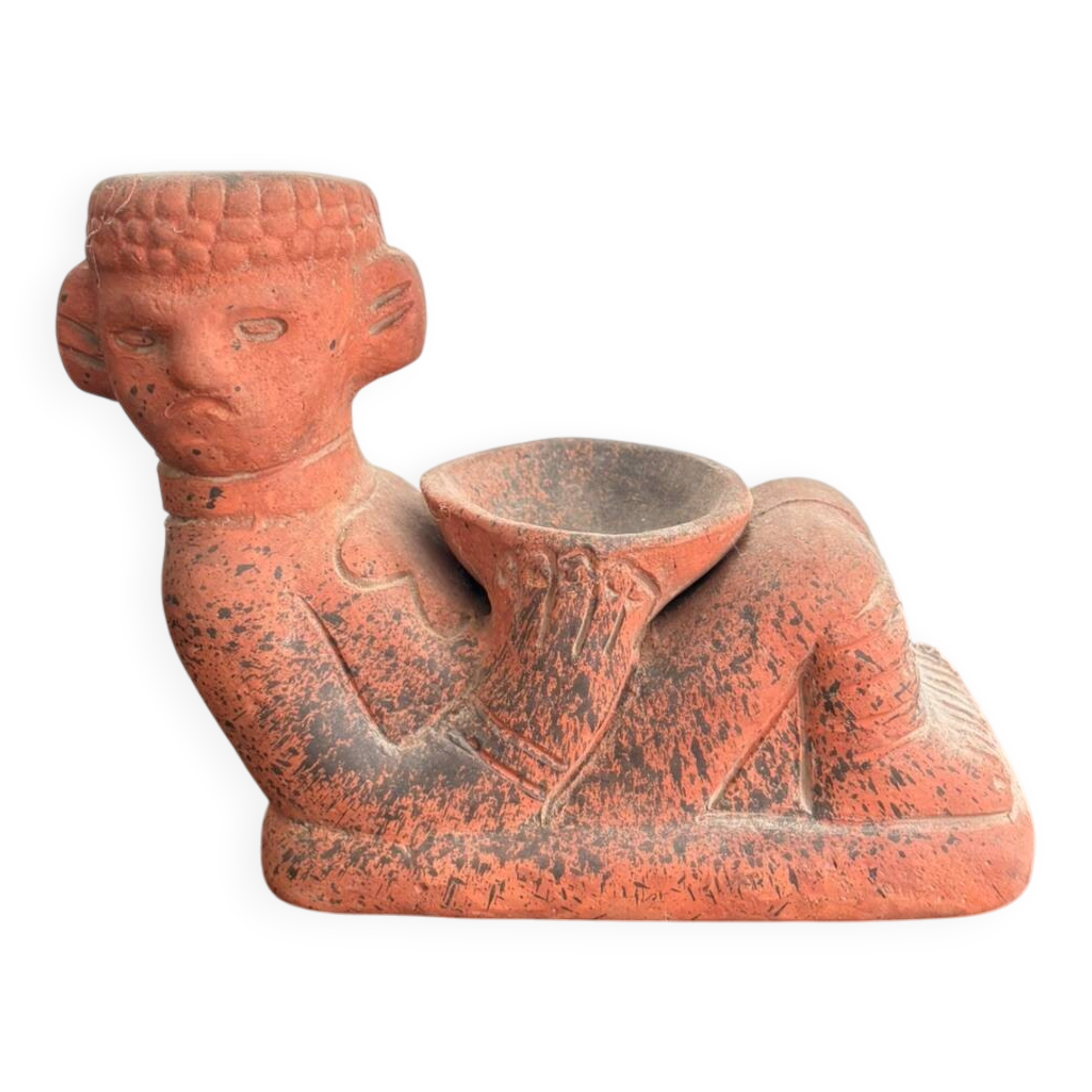 Ancient Chac Mool Sculpture Pre-Columbian Maya Toltec Terracotta Pottery