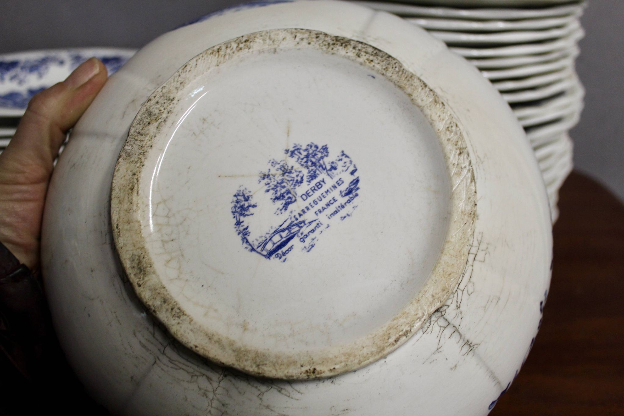 Service de table 52 pièces Derby Sarregemines Bleu profond