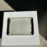 Trio of small rectangular serving dishes white and black Indonesian ceramic 21x16