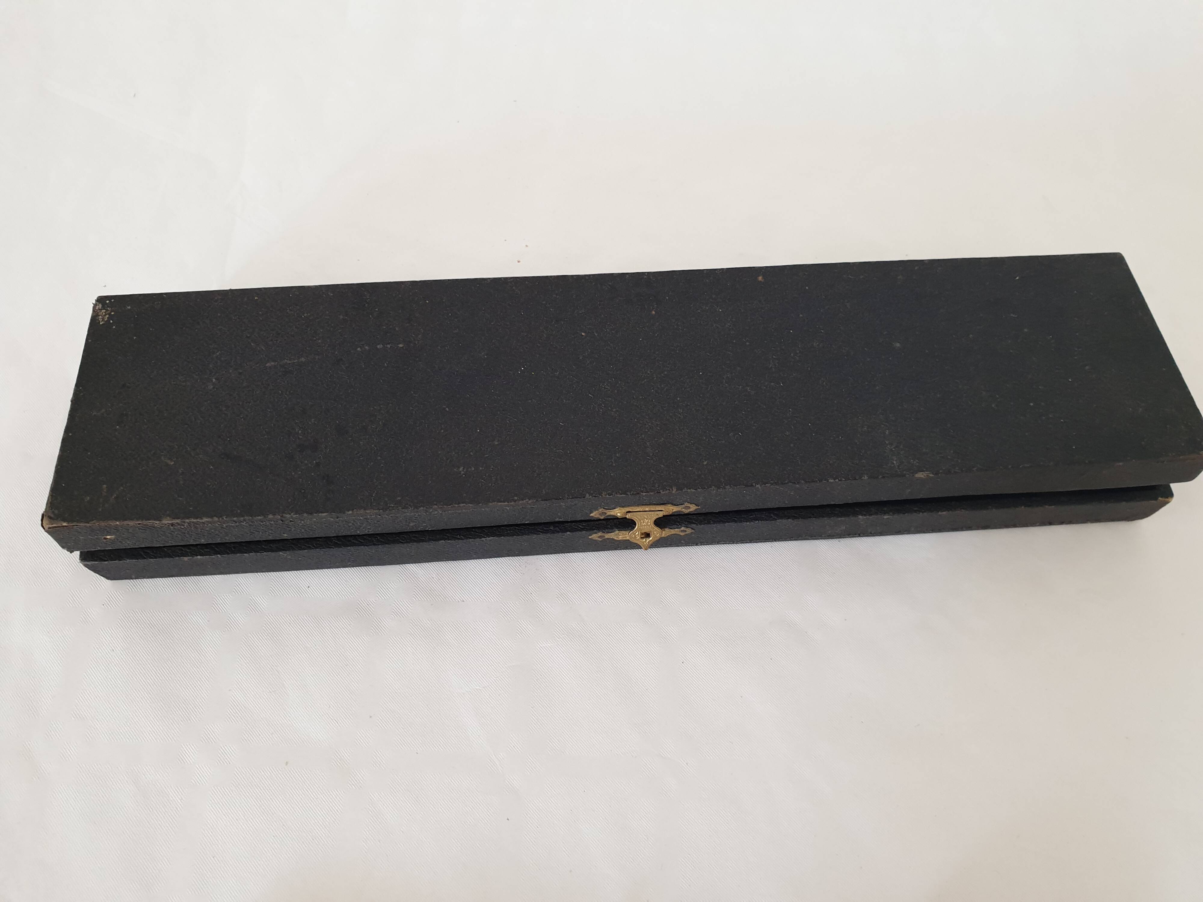 Old horn + silver-plated metal salad servers in their case