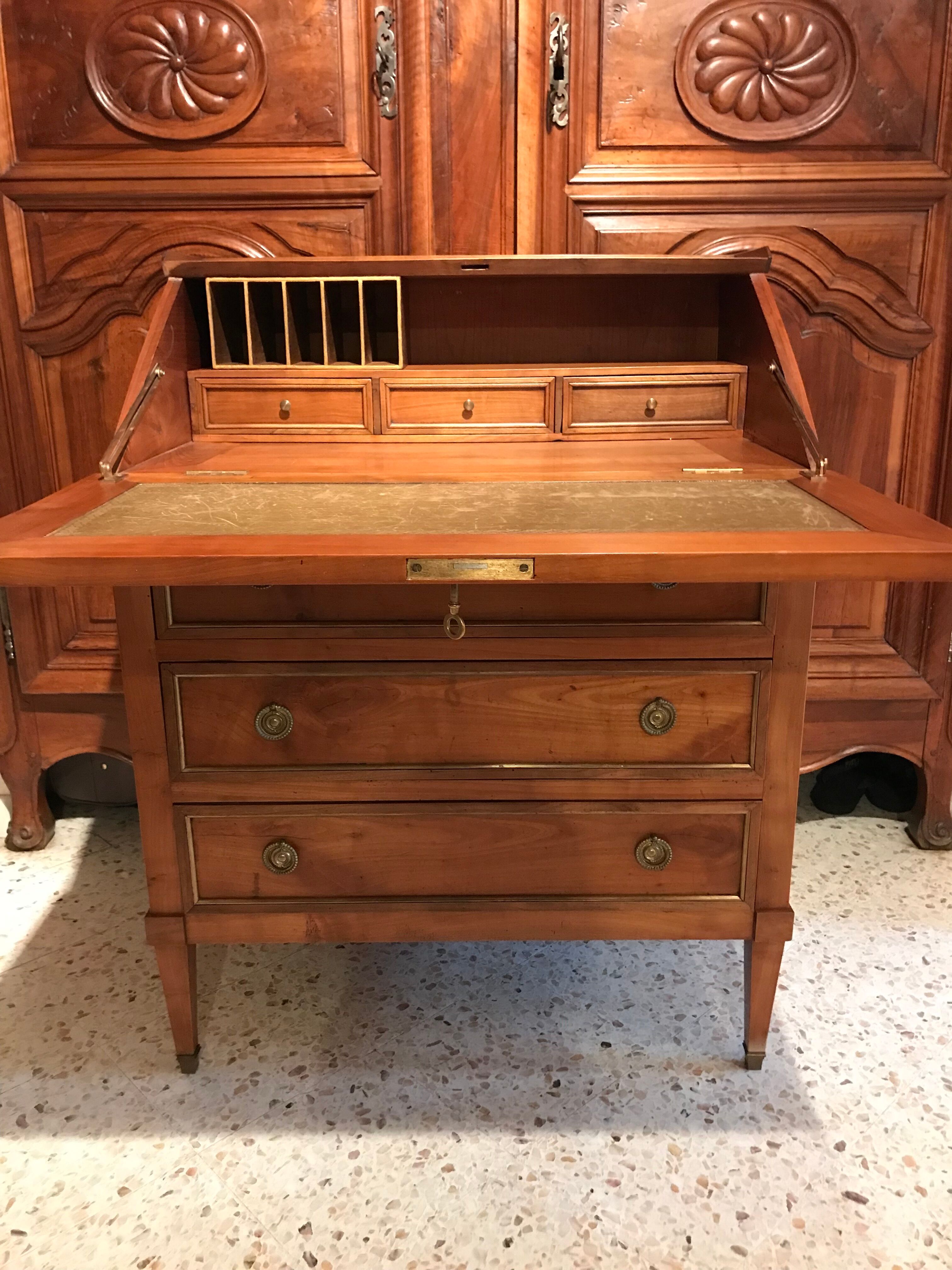 Small secretary English donkey back office Madame 3 drawers