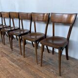 Lot de 8 anciennes chaises bistrot en bois