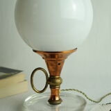 Vintage copper and brass glass globe lamp