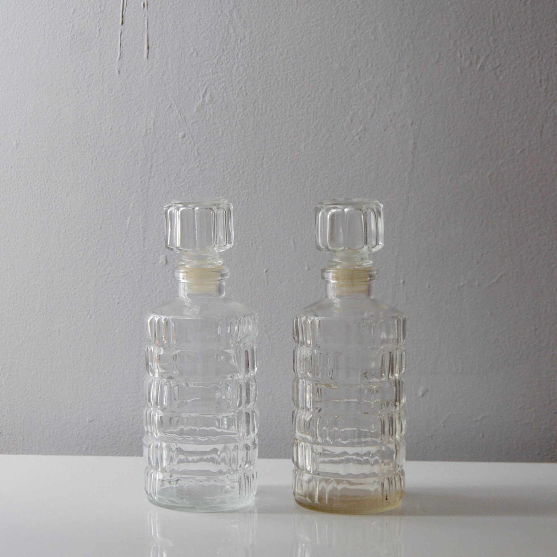 Chiseled glass carafes