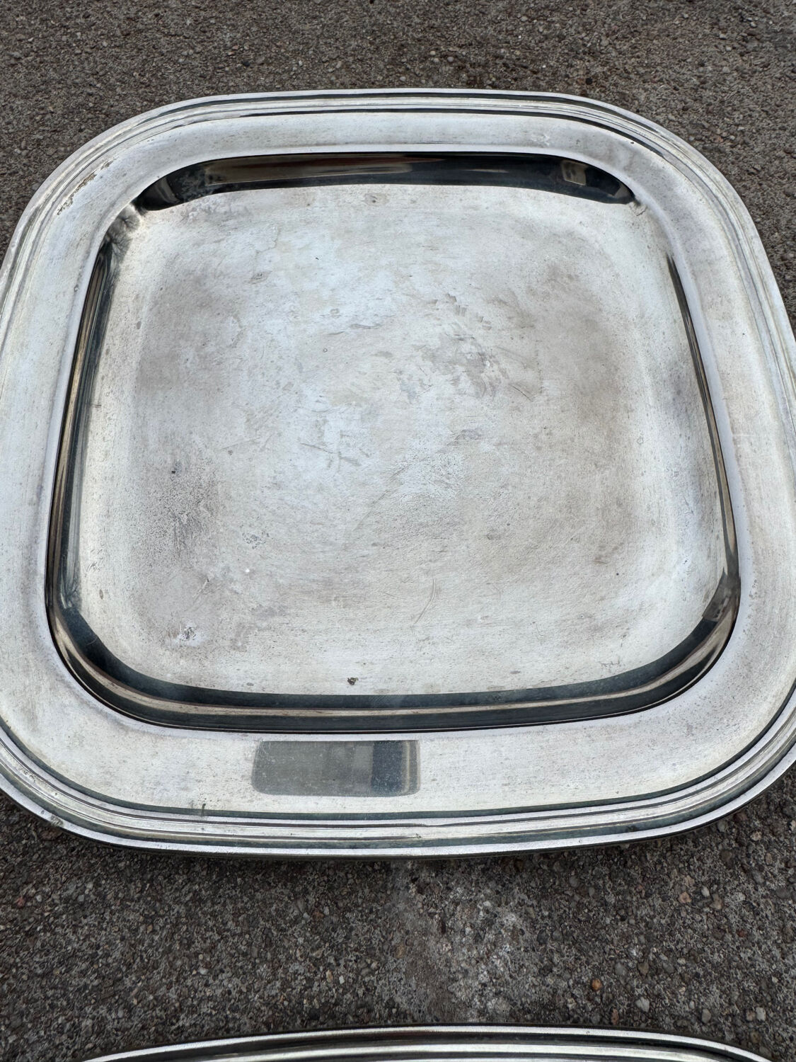 Silver-plated metal underplates from the 1980s.