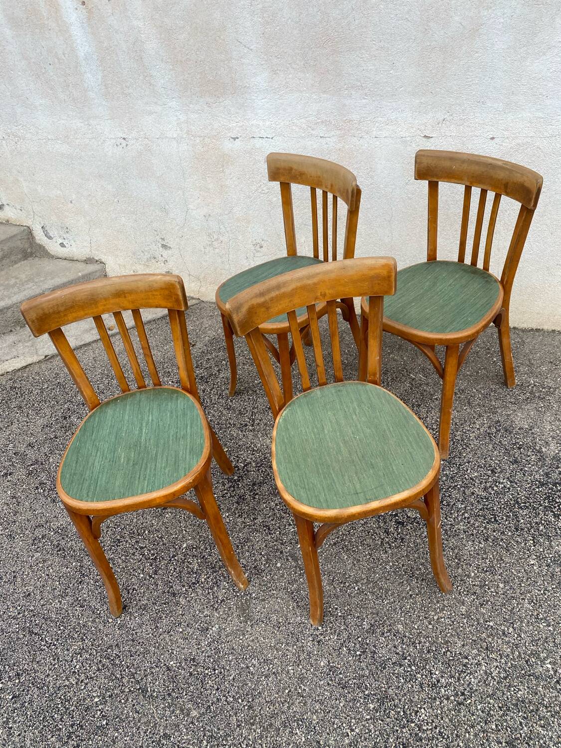 Série de 4 chaises bistrot vertes