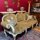 Antique Italian Baroque Louis XIV Lacquered and Parcel Gilt Sofa, 1600s