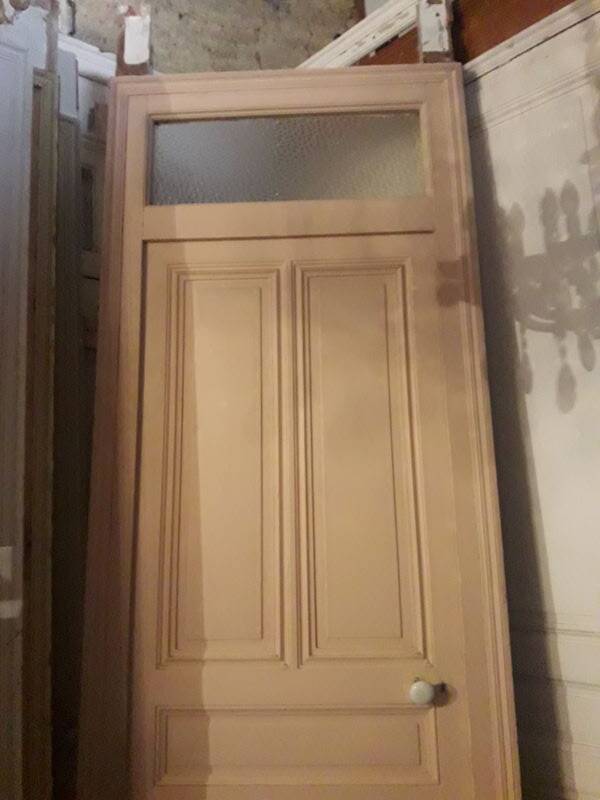 Old Haussmannian door 83x219.5cm with glazed transom frame.