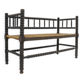 Vintage bobbin bench with rush seat 1920s