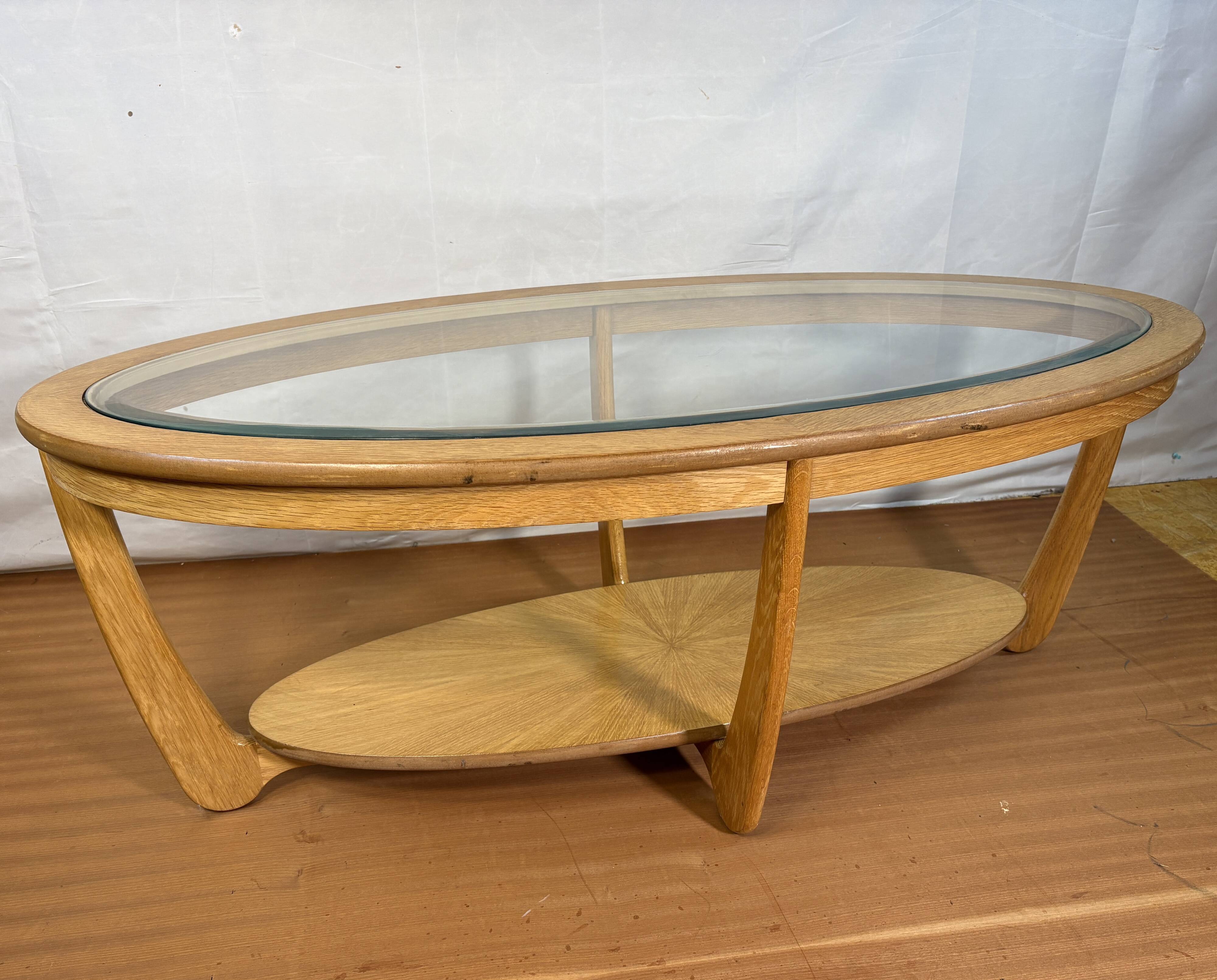 Mid-Century Retro Vintage Oak-Style Coffee Table by Nathan Furniture  Edged