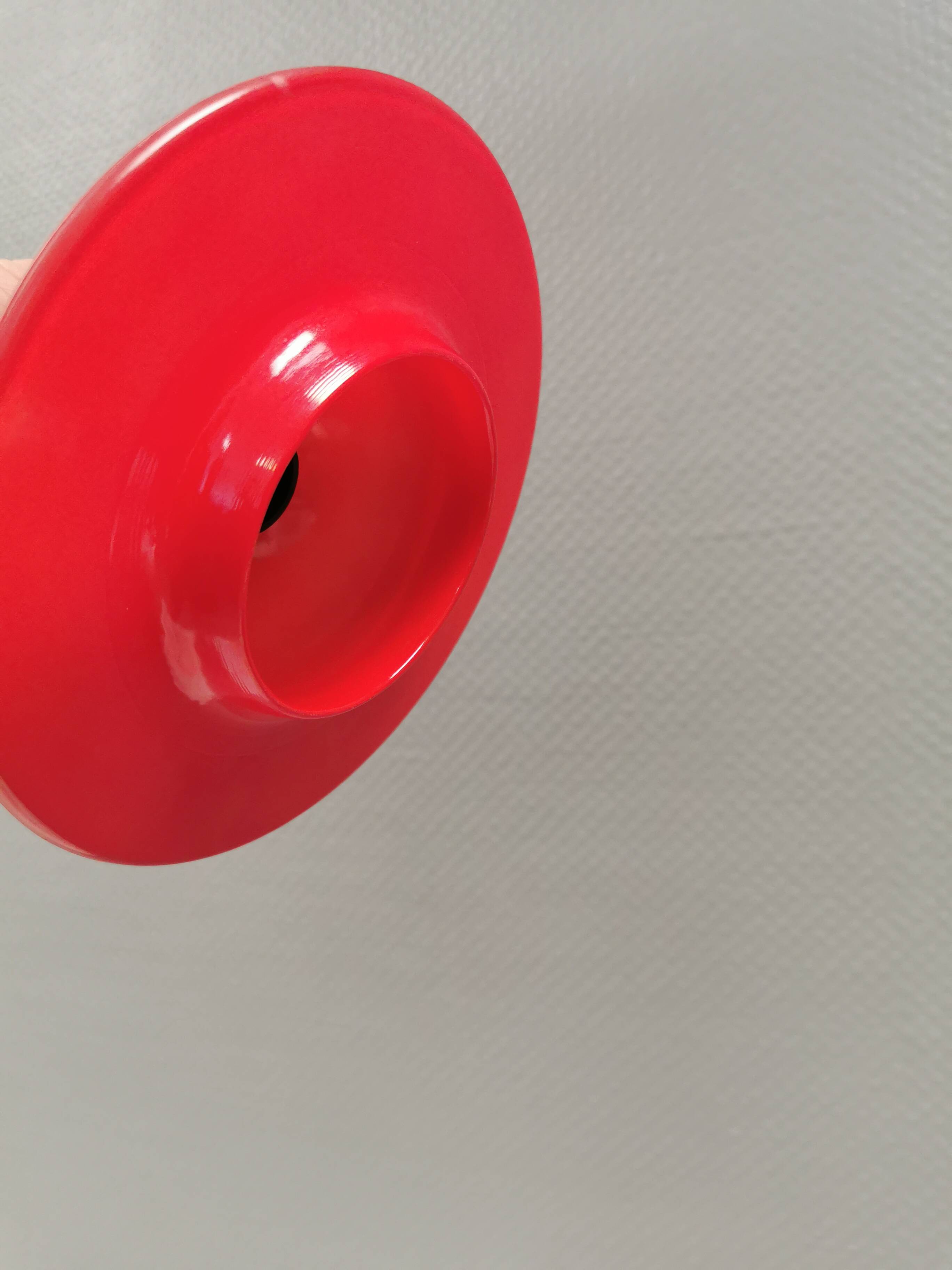 Red UFO glass lamps from the early 90s, Danish and made by Design Light