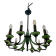 1950’s Opaline Glass Bronze Chandelier
