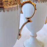6 tall cups - Empire style - white and gold Limoges porcelain