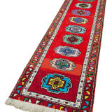 Handwoven Distressed Anatolian Red Runner Carpet 80 cm x 371 cm
