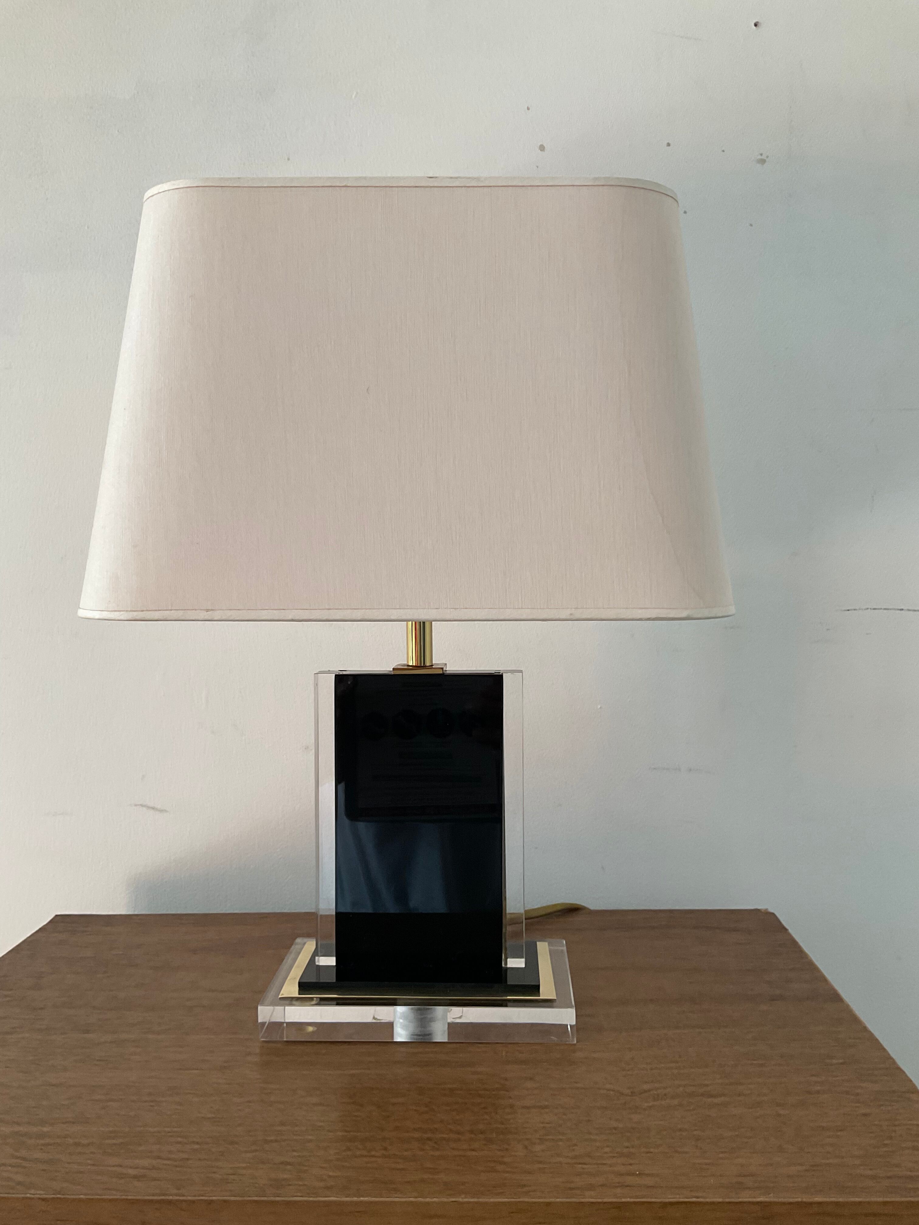 Belgo Chrom lamp in brass and lucite 70s