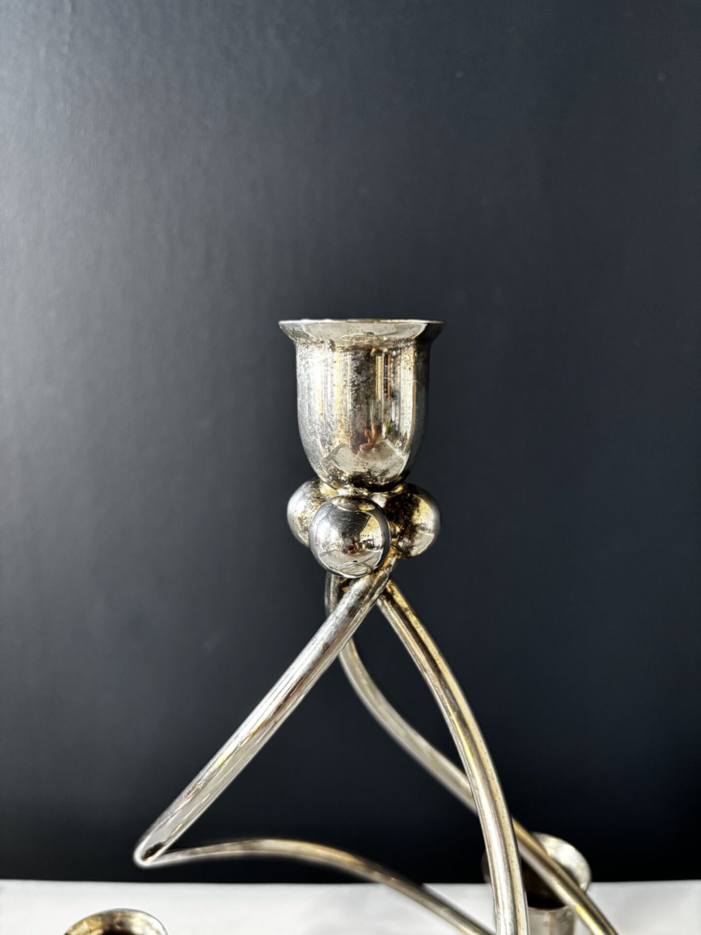 Chandelier métal argenté 4 bras