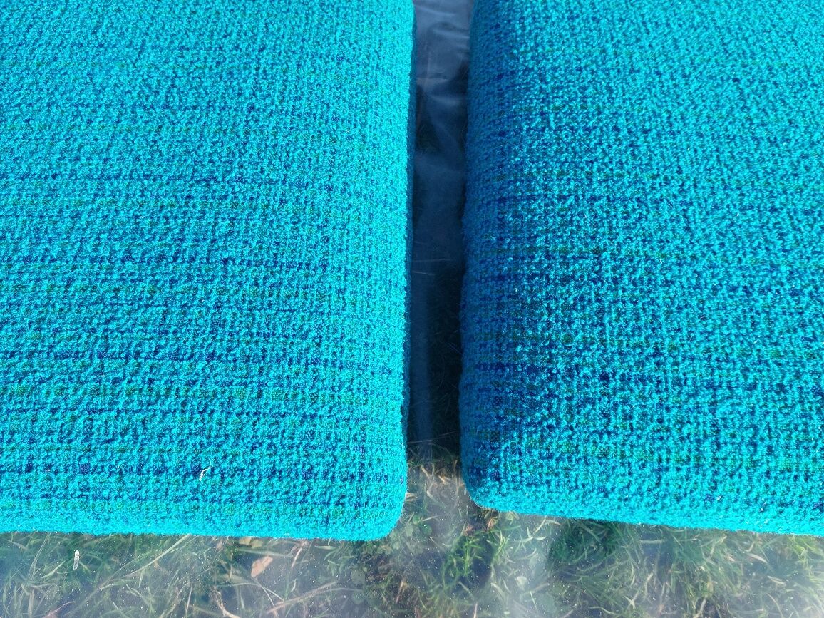 Norwegian living room set in blue fabric, vintage scandinavian 1960s